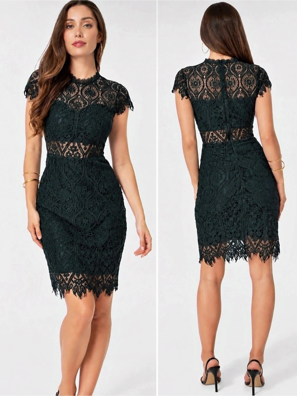 NWT Dark green bebe Lace Midi dress- Size 2